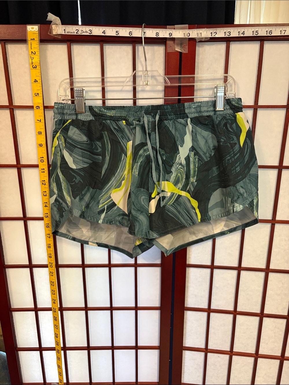 Old Navy Green Marble-Print Athletic Shorts with Yellow Accents